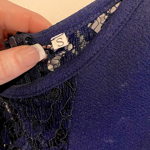 NWOT Navy Blue Lace Embellished Dress - Picture 2 of 3